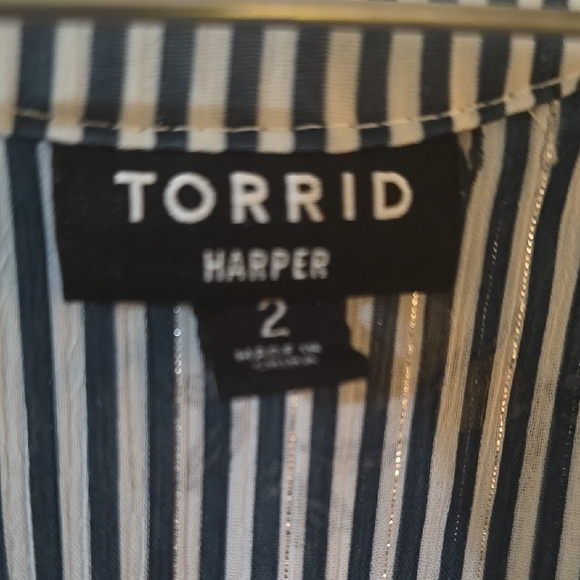 Ladies Torrid Harper‎ Brand Striped Floral Blouse Sz 2 - Picture 2 of 3